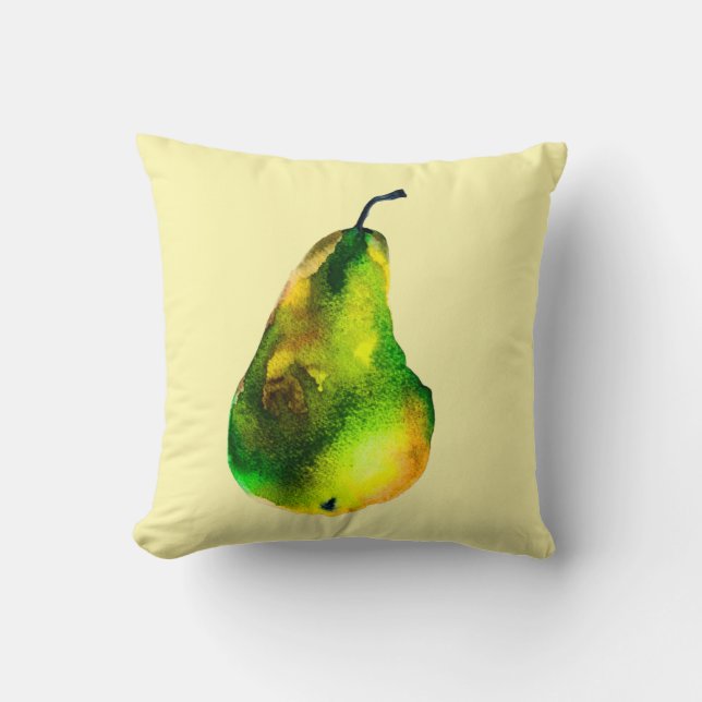 Birne, Aquarellfrucht Kissen (Vorderseite)