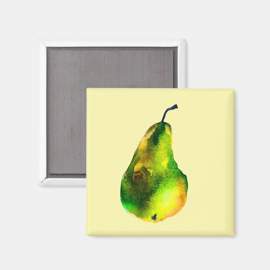 Birne, Aquarellfrucht Magnet (Vorderseite/Rückseite)