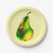 Birne, Aquarellfrucht Pappteller (Vorderseite)