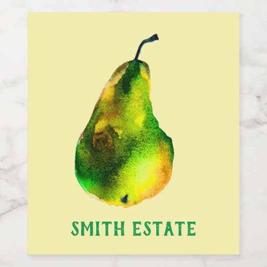 Birne, Aquarellfrucht Weinetikett (Einzelnes Label)