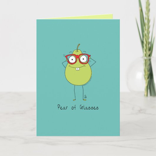 Birne Brille Funny & Niedlich Pear Pun Card Karte (Vorderseite)