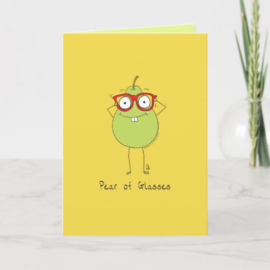 Birne Brille Funny & Niedlich Pear Pun Card Karte (Vorderseite)