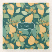 Birne floral Personalisiertes Muster Glasuntersetzer (Vorderseite)