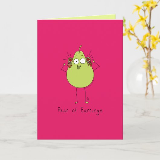 Birne - Funny Pear Pun Card Karte (Gelbe Blume)