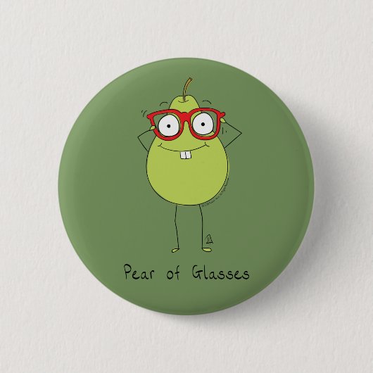 Birne Glasses Niedlich & Funny Button Button (Vorderseite)