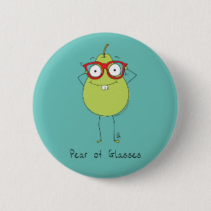 Birne Glasses Niedlich & Funny Button Button