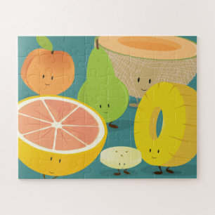Birne Grapefruit Ananas Peach Cartoon Niedlich Nah Puzzle