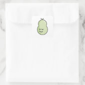 Birne mit einem Lächeln Quadratischer Aufkleber (Tasche)