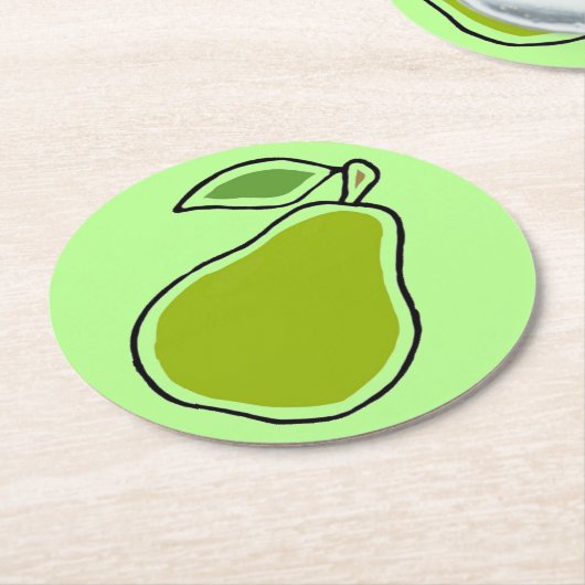 Birne Runder Pappuntersetzer (Angewinkelt)