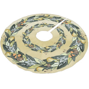 Birne Tree, Goldener Weihnachtsbaumrock Polyester Weihnachtsbaumdecke