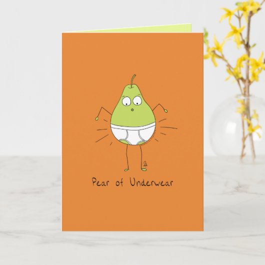 Birne Unterwäsche - Funny Pear Pun Card Karte (Gelbe Blume)