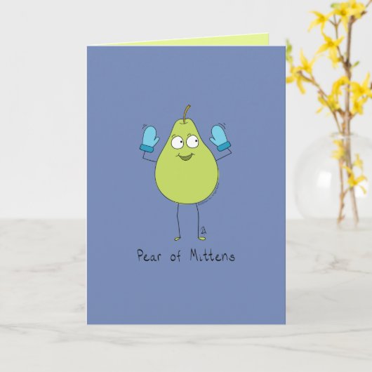 Birne von Mittens - Funny Pear Pun Card Karte (Gelbe Blume)