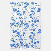 Birnen auf Kirschblüten Blauer Druck Geschirrtuch (Vertikal)