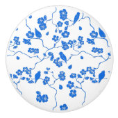 Birnen auf Kirschblüten Blauer Druck Keramikknauf (Vorderseite)