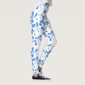 Birnen auf Kirschblüten Blauer Druck Leggings (Rechts)