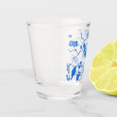 Birnen auf Kirschblüten Blauer Druck Schnapsglas (Links)