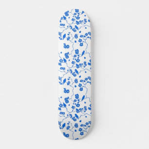 Birnen auf Kirschblüten Blauer Druck Skateboard