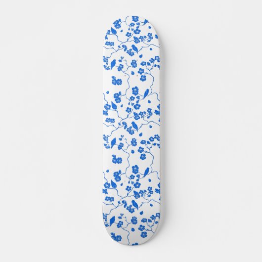 Birnen auf Kirschblüten Blauer Druck Skateboard (Vorne)