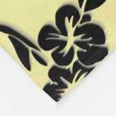 Birnen auf Kirschblüten Schwarz auf Zitronengelb Fleecedecke (Ecke)