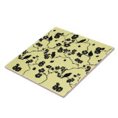 Birnen auf Kirschblüten Schwarz auf Zitronengelb Fliese (Seite)