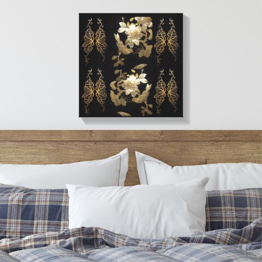 Birnen aus orientalischem Flair auf Goldblättern Leinwanddruck (Insitu (Schlafzimmer))