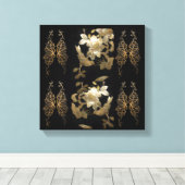 Birnen aus orientalischem Flair auf Goldblättern Leinwanddruck (Insitu (Holzboden))