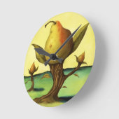 Birnen-Bäume Runde Wanduhr (Winkel)