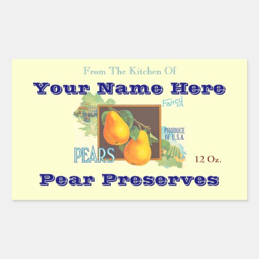 Birnen bearbeitbare Vintage Backaufkleber Rechteckiger Aufkleber (Vorderseite)