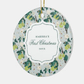 Birnen & Bienen Botanischer Blumengarten Weihnacht Keramik Ornament (Links)
