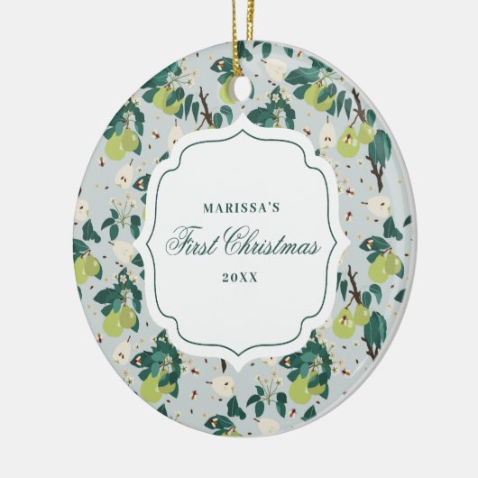 Birnen & Bienen Botanischer Blumengarten Weihnacht Keramik Ornament (Links)