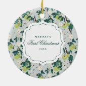 Birnen & Bienen Botanischer Blumengarten Weihnacht Keramik Ornament (Hinten)