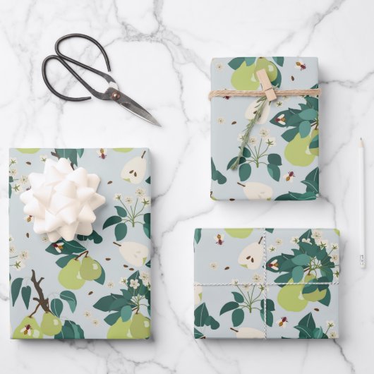 Birnen & Bienen im botanischen Garten Geschenkpapier Set (Vorderseite)