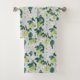 Birnen & Bienen in einem botanischen Blumengarten  Badhandtuch Set
