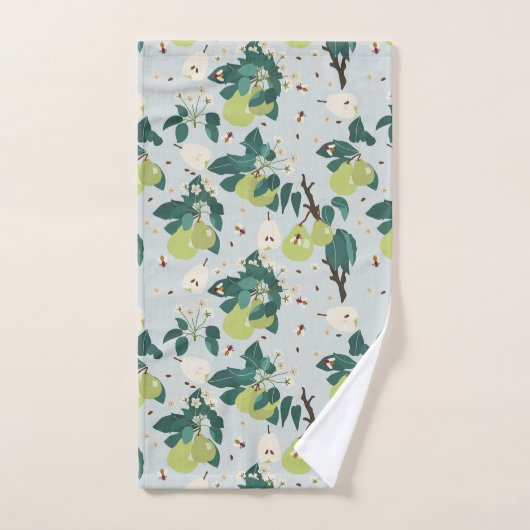 Birnen & Bienen in einem botanischen Blumengarten Badhandtuch Set (Handtuch)