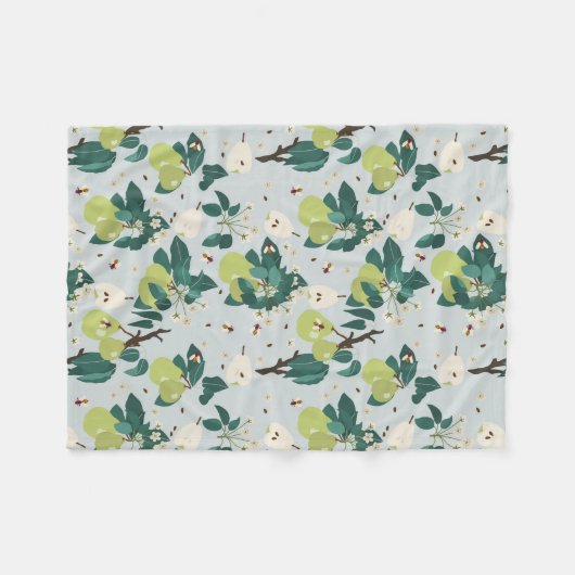 Birnen & Bienen in einem botanischen Blumengarten  Fleecedecke (Vorderseite (Horizontal))