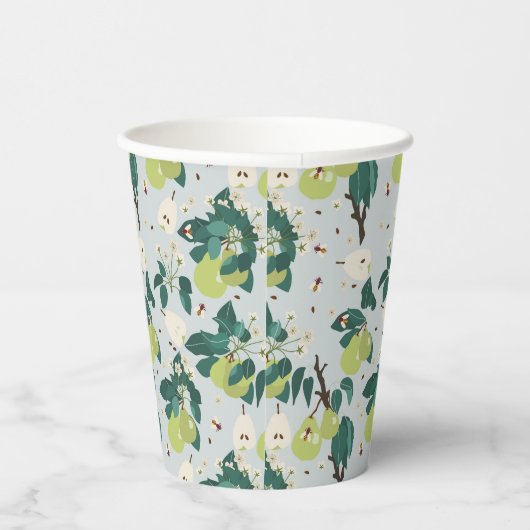 Birnen & Bienen in einem botanischen Blumengarten Pappbecher (Rechts)