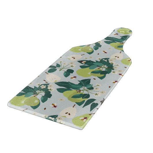 Birnen & Bienen in einem botanischen Blumengarten  Schneidebrett (Ecke)