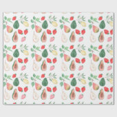 Birnen, Erdbeeren, Papaya, Zitrone, Fruchtmischung Geschenkpapier (Flach)