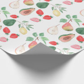 Birnen, Erdbeeren, Papaya, Zitrone, Fruchtmischung Geschenkpapier (Ecke)