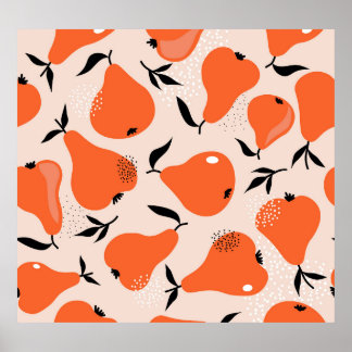 Birnen Galore: farbenfrohe Vintage Tapete Poster