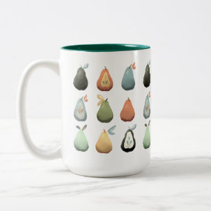 Birnen in Aquarell gedämpfte Vintage-Grün- und Tür Zweifarbige Tasse