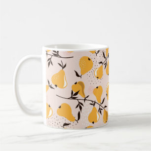 Birnen nahtlos Muster Hintergrund. Handgezogene Kr Kaffeetasse