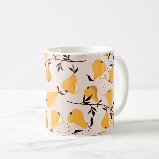 Birnen nahtlos Muster Hintergrund. Handgezogene Kr Kaffeetasse (VorderseiteRechts)