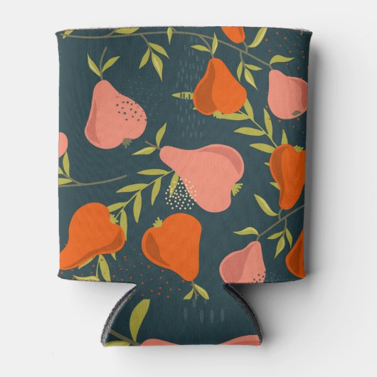 Birnen-Overlap: farbenfrohe Vintage Tapete Dosenkühler (Vorderseite)