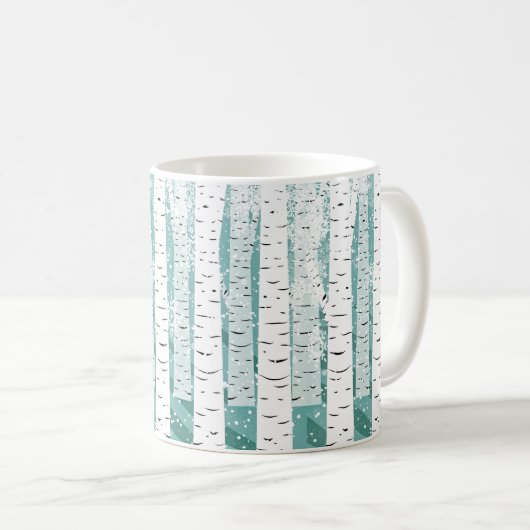 Birnen Schneeflocken Winterwald gestreift Kaffeetasse (VorderseiteRechts)