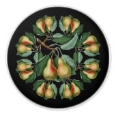 Birnen ~ Schwarz oder beliebige Farbe Hintergrund  Keramikknauf (Vorderseite)