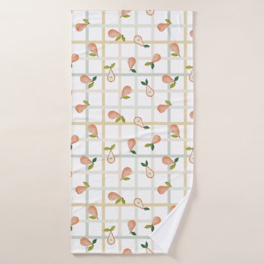 Birnen Sommer Picknick Karo Gingham neutral Badhandtuch Set (Badehandtuch)