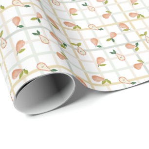 Birnen Sommer Picknick Karo Gingham neutral Geschenkpapier