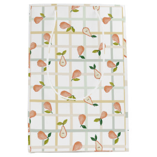 Birnen Sommer Picknick Karo Gingham neutral Mittlere Geschenktüte