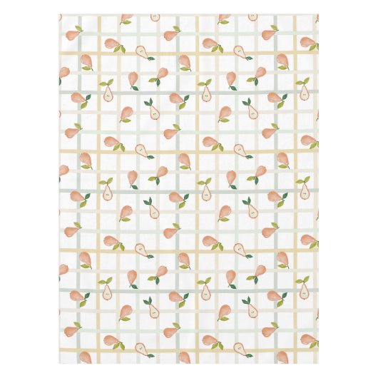 Birnen Sommer Picknick Karo Gingham neutral Tischdecke (Vorderseite)